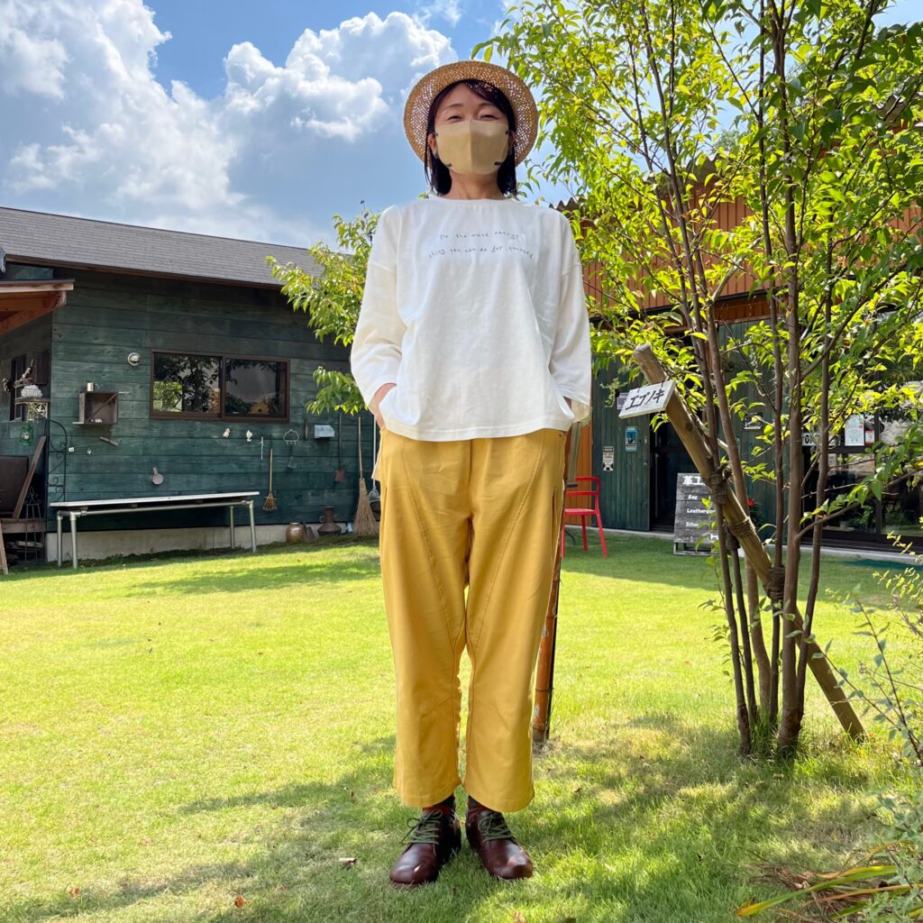 綿麻切替えアンクルパンツ登場♪