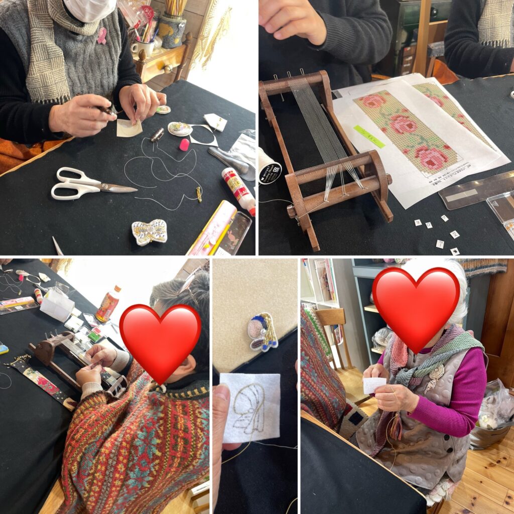 編み編みクラブとビーズ教室でした。