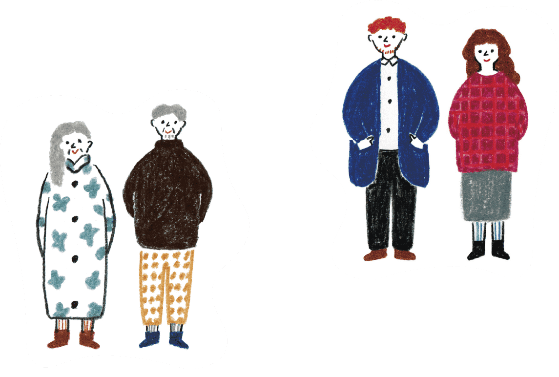 姫路市石倉にある姫路から「しあわせ」を届けるザッパ村で休日デートを楽しむ大人カップルのイメージイラスト