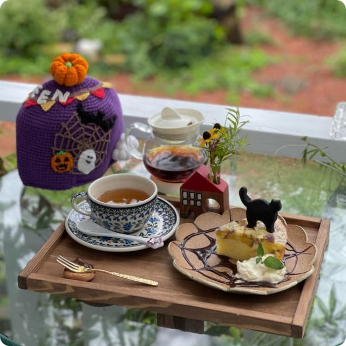 姫路市石倉にある姫路から「しあわせ」を届けるザッパ村内、カフェharappa（ハラッパ）の定番メニューケーキセットの写真